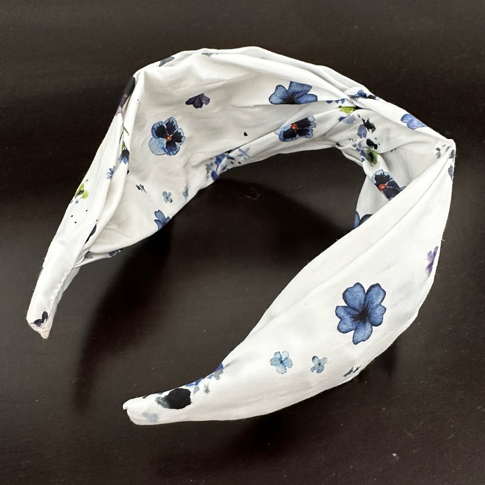 J. Crew White Headband with Blue Floral Print